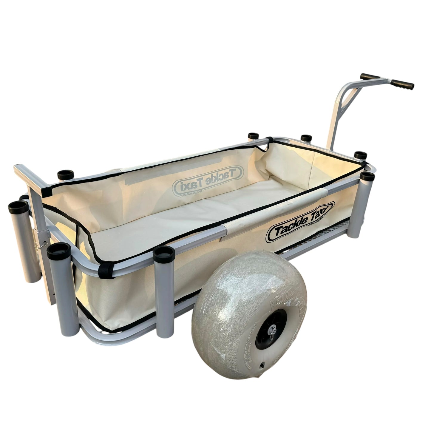 The Marlin and Mako Tackle Taxi - The Largest Aluminum Surf Fishing Cart