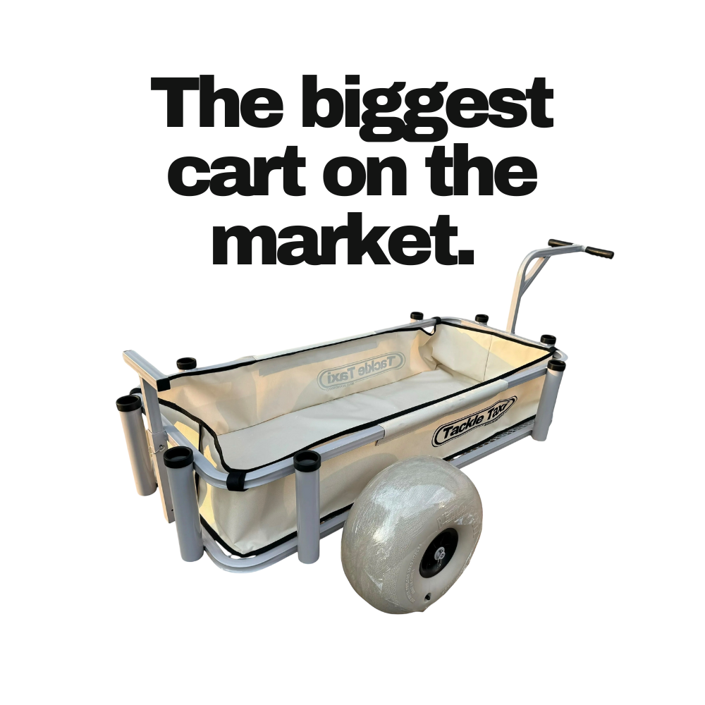 The Marlin and Mako Tackle Taxi - The Largest Aluminum Surf Fishing Cart