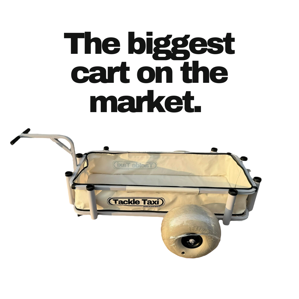 The Marlin and Mako Tackle Taxi - The Largest Aluminum Surf Fishing Cart