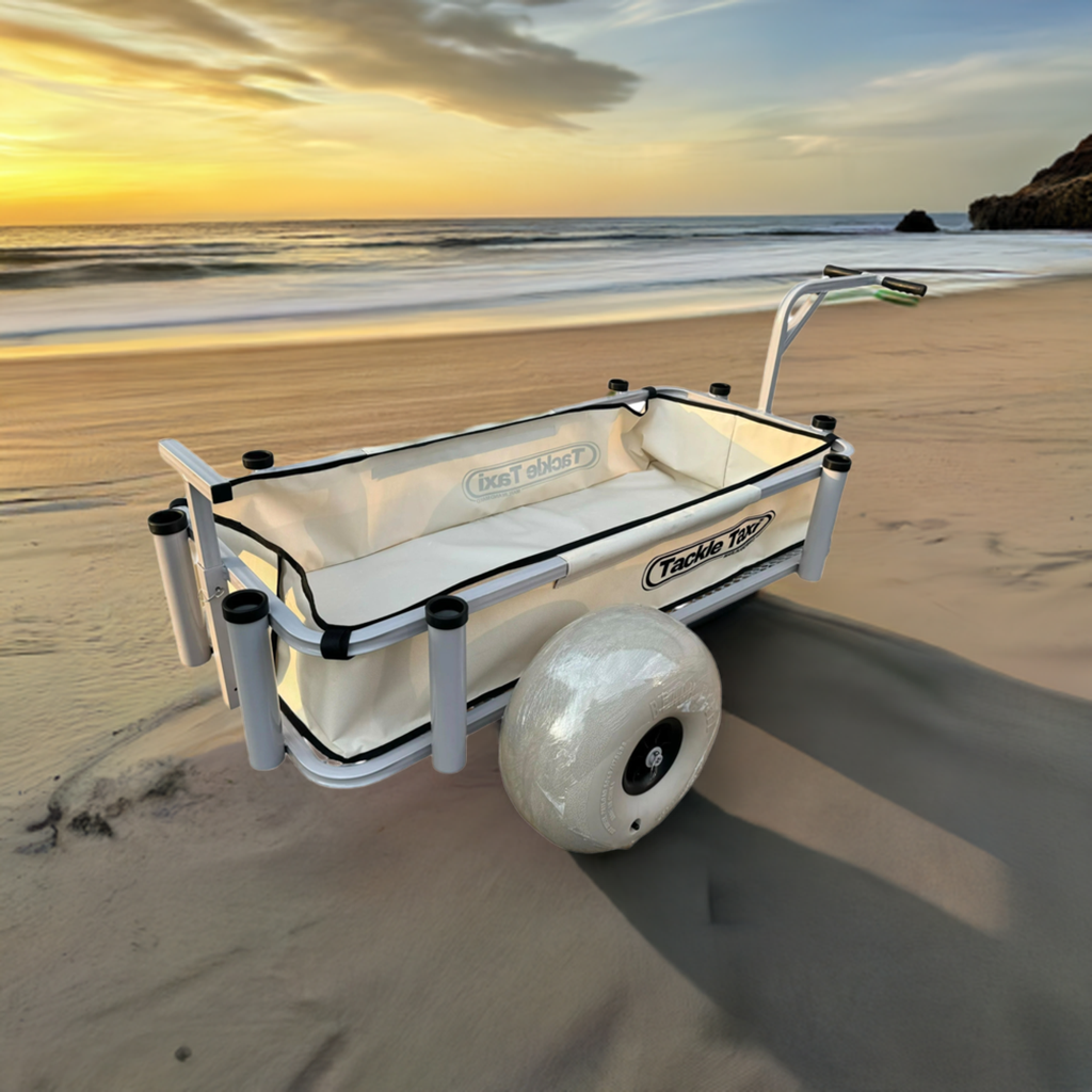 The Marlin and Mako Tackle Taxi - The Largest Aluminum Surf Fishing Cart